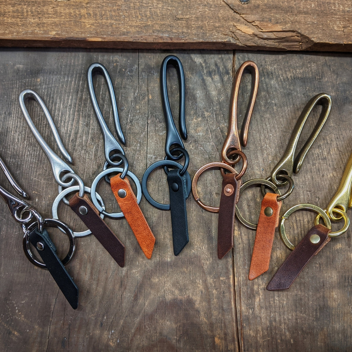 Lever Clip Tactical Horween Leather Key Chain - No Snap Natural Brass / Tan