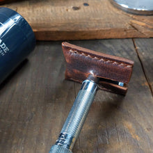 Load image into Gallery viewer, Leather Double Edge Safety Razor Shaver Travel Cover - Caliber Leather Company