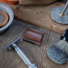 Load image into Gallery viewer, Leather Double Edge Safety Razor Shaver Travel Cover - Caliber Leather Company