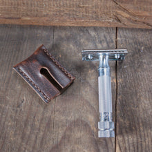 Load image into Gallery viewer, Leather Double Edge Safety Razor Shaver Travel Cover - Caliber Leather Company