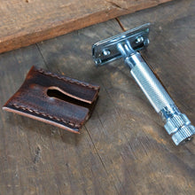 Load image into Gallery viewer, Leather Double Edge Safety Razor Shaver Travel Cover - Caliber Leather Company