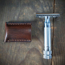 Load image into Gallery viewer, Leather Double Edge Safety Razor Shaver Travel Cover - Caliber Leather Company