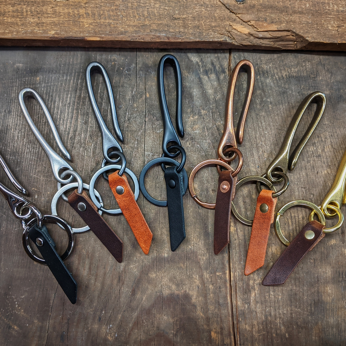 Spring Mount - Japanese Fish Hook Personalized Horween Leather Keychain