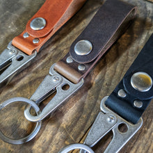 Load image into Gallery viewer, Bear Mountain - Lever Snap Horween Leather Keychain - Caliber Leather Company