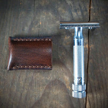 Load image into Gallery viewer, Leather Double Edge Safety Razor Shaver Travel Cover - Caliber Leather Company