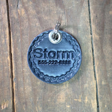 Load image into Gallery viewer, Leather Pet ID Tag, Quiet ID Tag for Dogs - Bike Chain