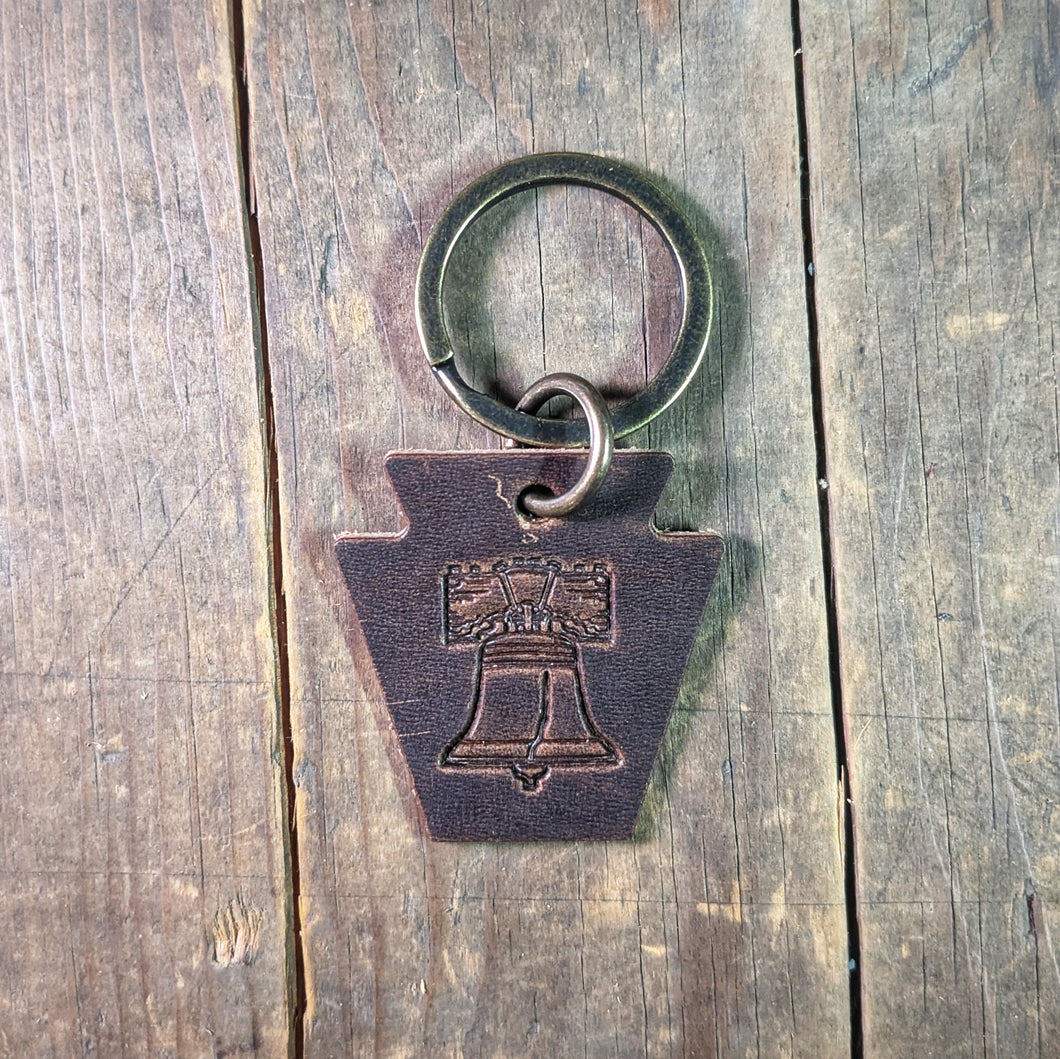 Liberty Bell Pennsylvania Keystone Leather Keychain