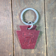 Load image into Gallery viewer, Liberty Bell Pennsylvania Keystone Leather Keychain