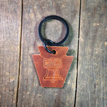 Load image into Gallery viewer, Liberty Bell Pennsylvania Keystone Leather Keychain