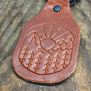 Mountain sunrise leather keychain - Caliber Leather Company