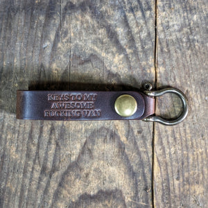 Keys to my awesome fucking van - Leather snap loop keychain - Caliber Leather Company