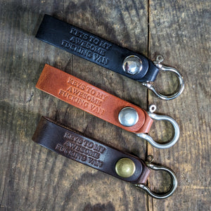Keys to my awesome fucking van - Leather snap loop keychain - Caliber Leather Company