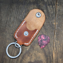 Load image into Gallery viewer, Guitar Pick Holder Leather Keychain