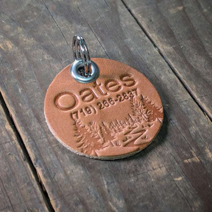 Leather Pet ID Tag, Quiet ID Tag for Dogs - Woodland