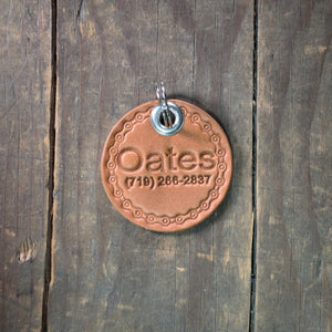 Leather Pet ID Tag, Quiet ID Tag for Dogs - Bike Chain