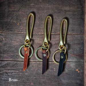 Spring Mount - Japanese Fish Hook Personalized Horween Leather Keychain