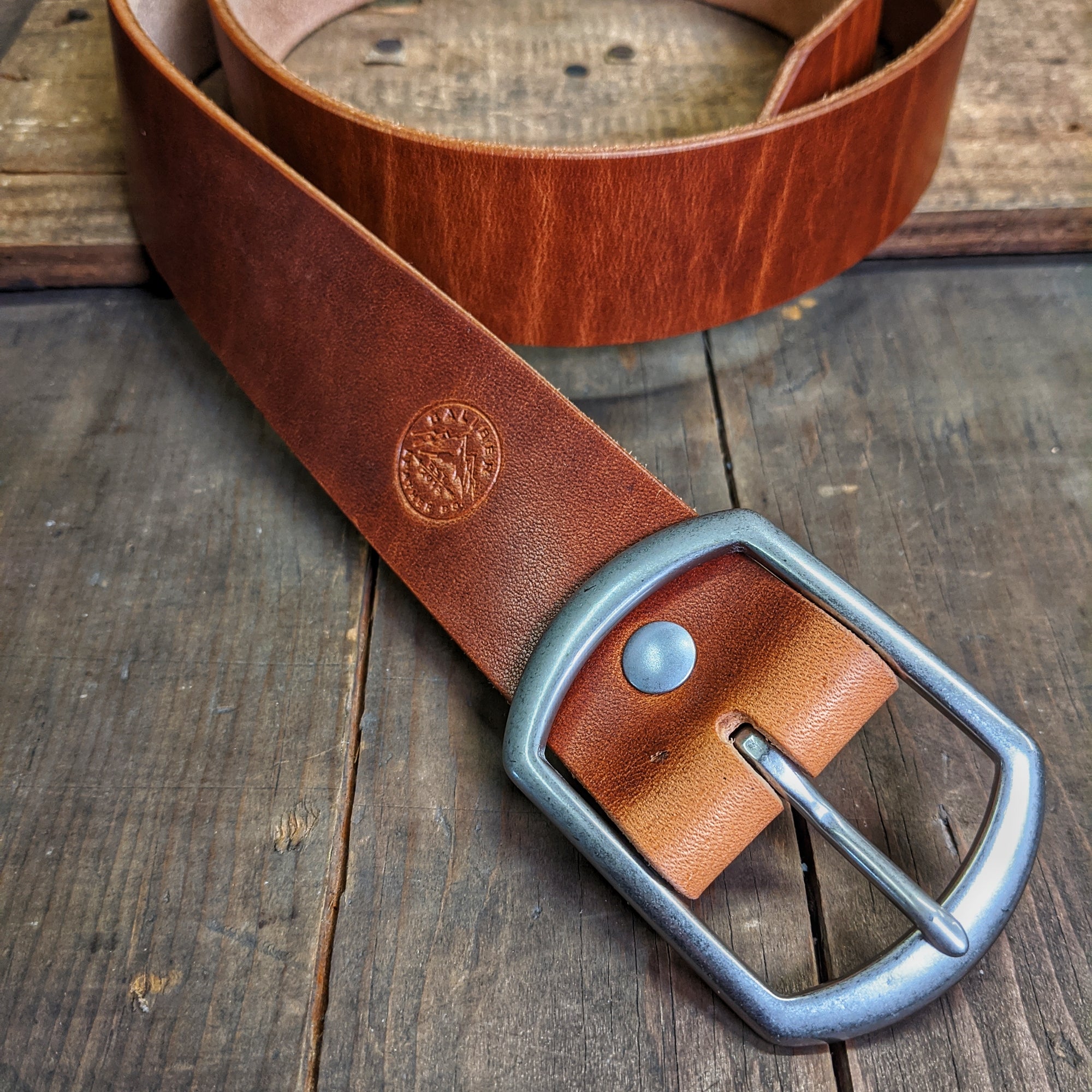 Leather Belt - Horween Dublin Tan / Nickle Matte Leather Belt - Horween Dublin Tan / Nickle Matte
