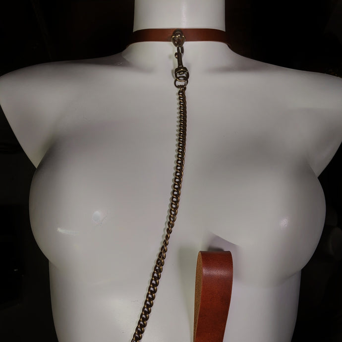 Leather Collar with Leash - Caliber Leather Company