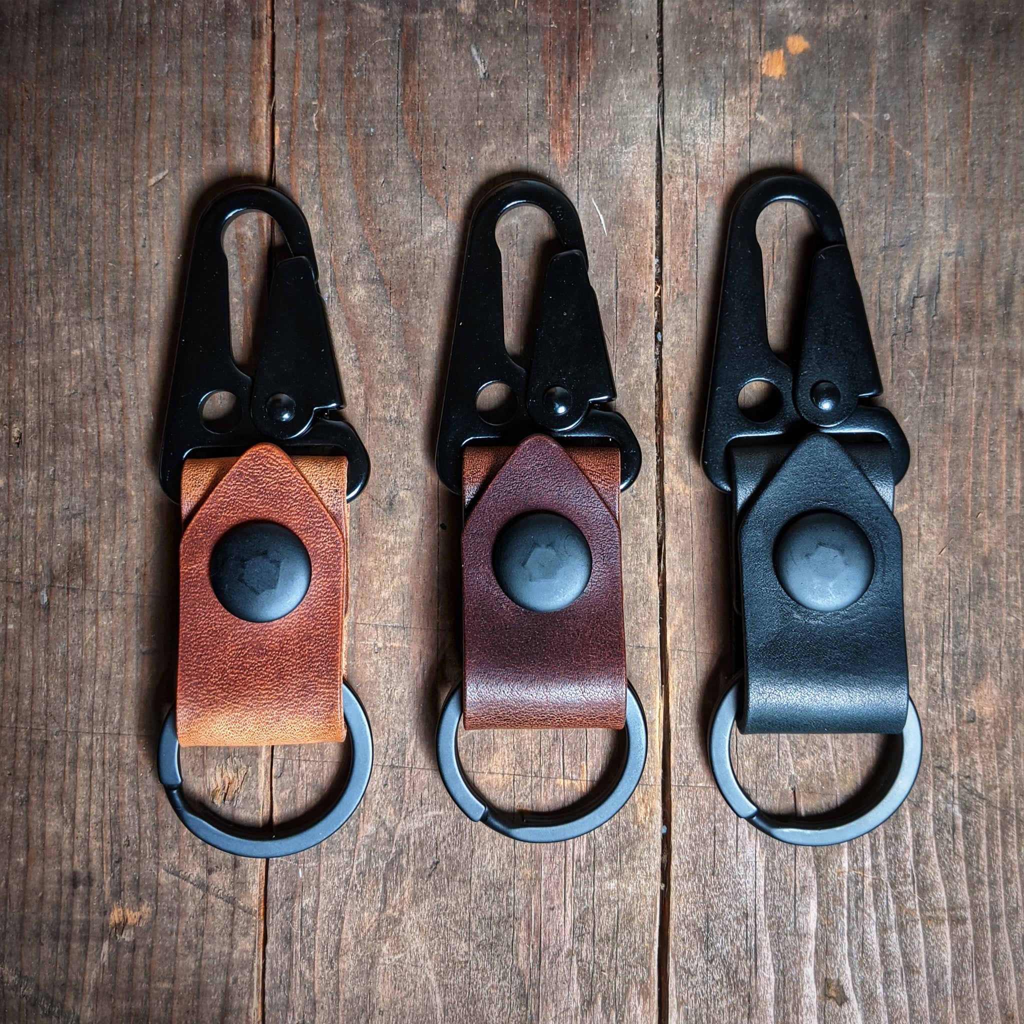 Caliber Leather Company Appalachian - Lever Clip Tactical Horween Leather Key Chain Black / Black