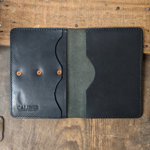 Delaware River - Black Horween Leather Passport Wallet - Ready to Ship - Caliber Leather Company