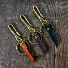 Load image into Gallery viewer, Hemlock - Mini Japanese Fish Hook Personalized Horween Leather Keychain - Caliber Leather Company