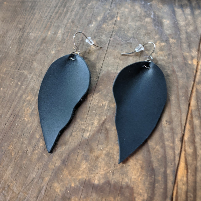 Leather Earrings - Dangling Wing Drop Leaf Earring Design - Caliber Leather Company