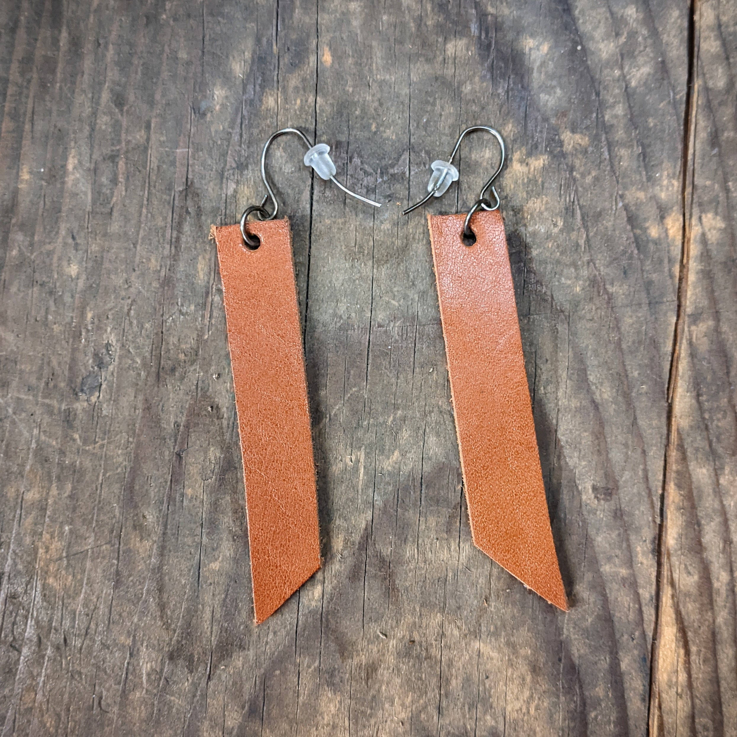 Leather strip store earrings