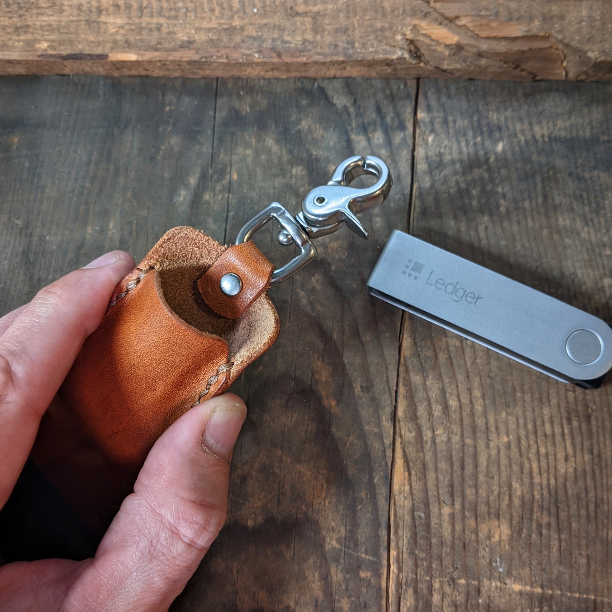 Leather Keychain Case for Ledger Nano X - Crypto Cold Storage Wallet –  Caliber Leather Company