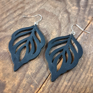 Leather Monstera Leaf Earrings - Dangling Swiss Cheese Plant Leaf Shape - Caliber Leather Company