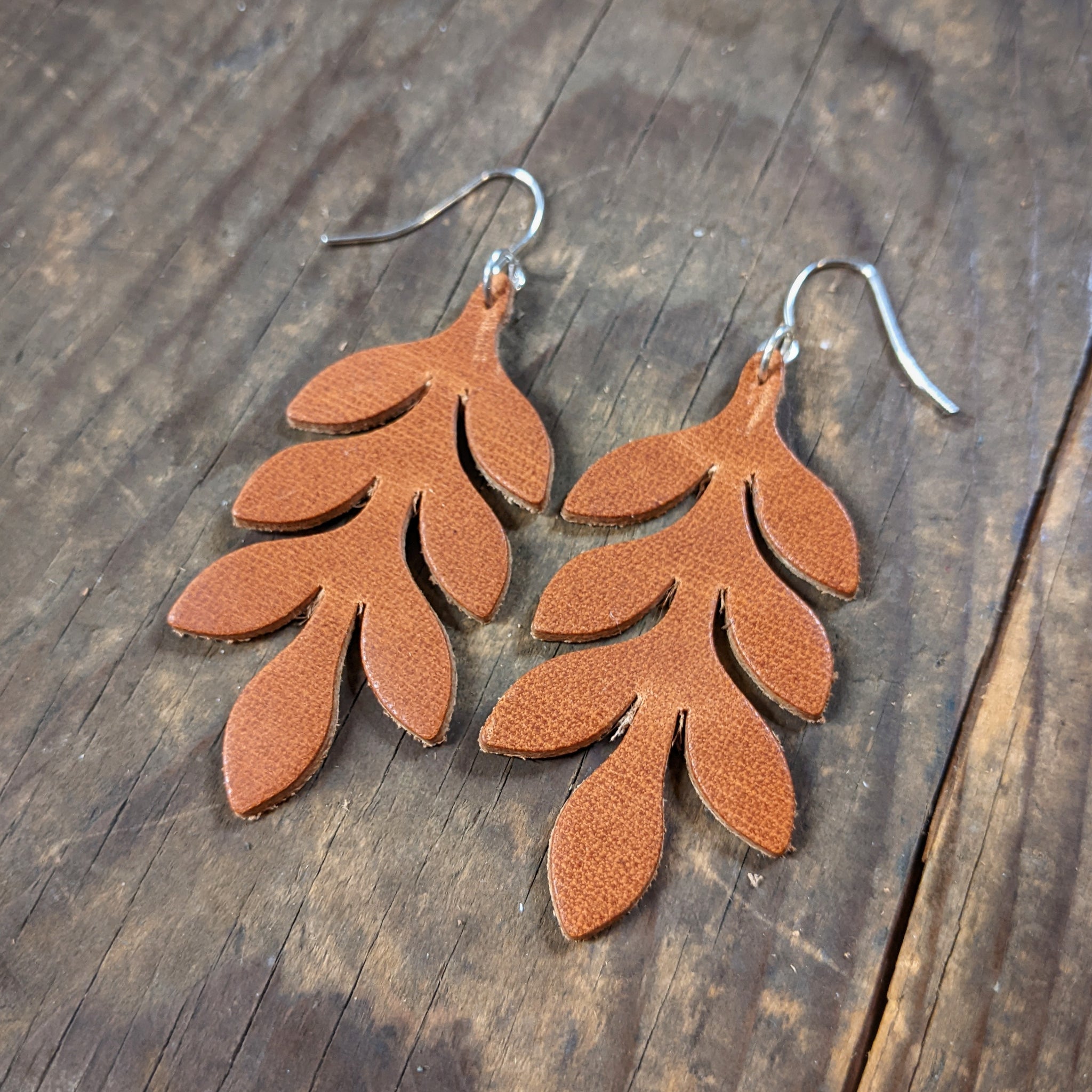Leather Leaf Earrings — Lathe and Quill