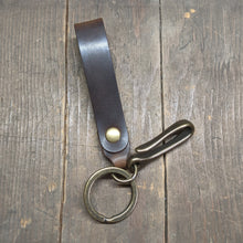 Load image into Gallery viewer, Hemlock Loop - Mini Japanese Fish Hook Personalized Horween Leather Keychain - Caliber Leather Company