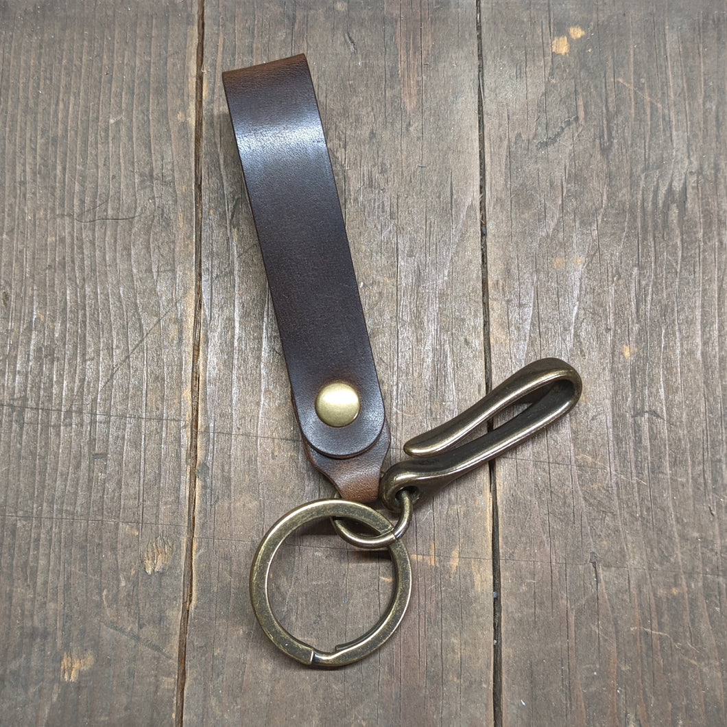 Hemlock Loop - Mini Japanese Fish Hook Personalized Horween Leather Keychain - Caliber Leather Company
