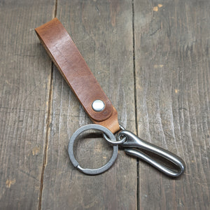 Hemlock Loop - Mini Japanese Fish Hook Personalized Horween Leather Keychain - Caliber Leather Company