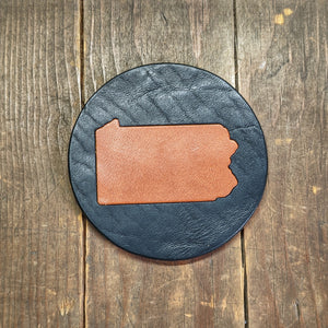Round Leather Coaster - Pennsylvania State - Caliber Leather Company
