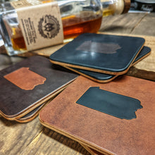 Load image into Gallery viewer, Square Leather Coaster - Pennsylvania State - Caliber Leather Company