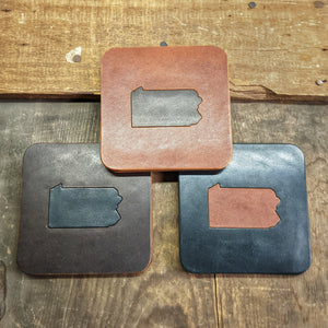 Square Leather Coaster - Pennsylvania State - Caliber Leather Company