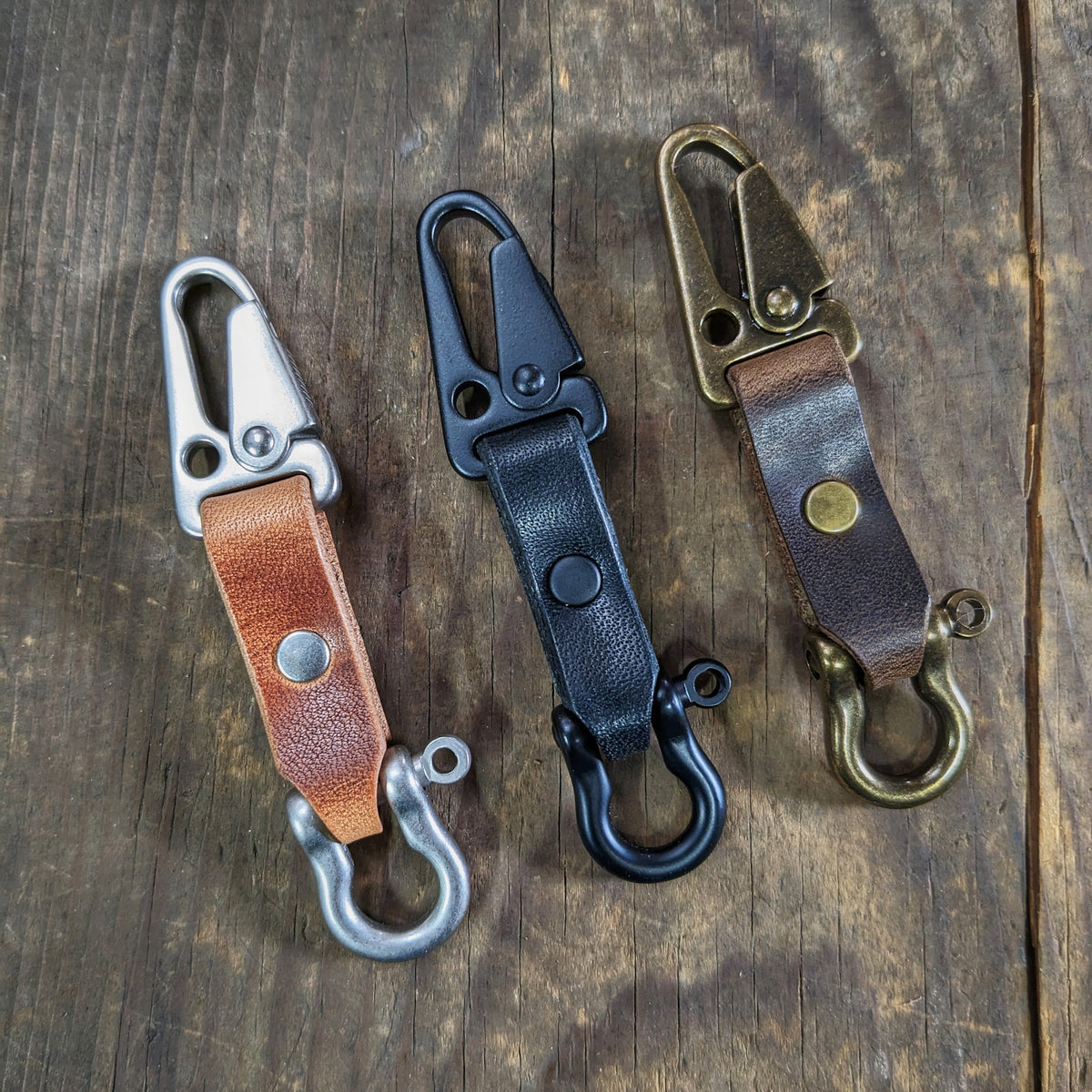 Small Shackle Keychain with Brass Clip Caliber Leather Company