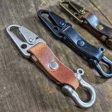 Load image into Gallery viewer, Small Shackle Keychain with Brass Clip - Caliber Leather Company
