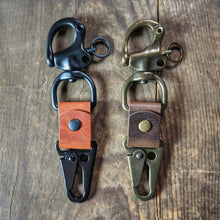 Load image into Gallery viewer, Hawk Mountain - Horween Leather keychain with solid brass hardware - Caliber Leather Company
