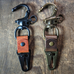 Leather Tactical Keychain, Whiskey, Leather Keychain Strap, Leather Keychain Mens, Leather Keychain for Men, Leather Key Holder, Mission Leather Co