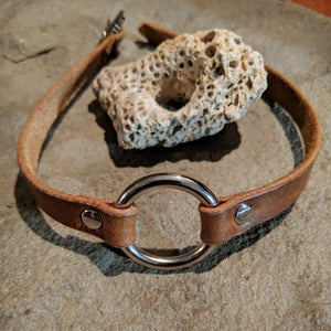 Leather Choker Metal O Ring Necklace - Caliber Leather Company