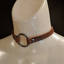 Load image into Gallery viewer, Leather Choker Metal O Ring Necklace - Caliber Leather Company